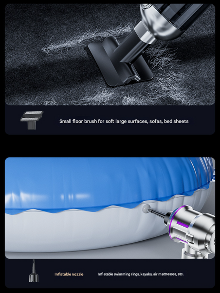 Silver And Purple 4 In 1 Cordless Handheld Vacuum Cleaner Powerful 16Kpa Suction With Brushless Motor Blower & Air Pump Vacuum Cleaners