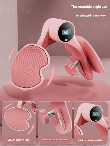 Pink Smart Kegel & Thigh Master With Counter Adjustable Pelvic Floor Strengthening Device For Women Inner Glute Toner Thigh Exercisers