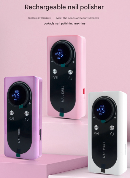 White Professional Rechargeable Nail Drill Machine 45000Rpm Portable E File Kit For Acrylic Gel Polishing & Manicure Electric Files & Tools