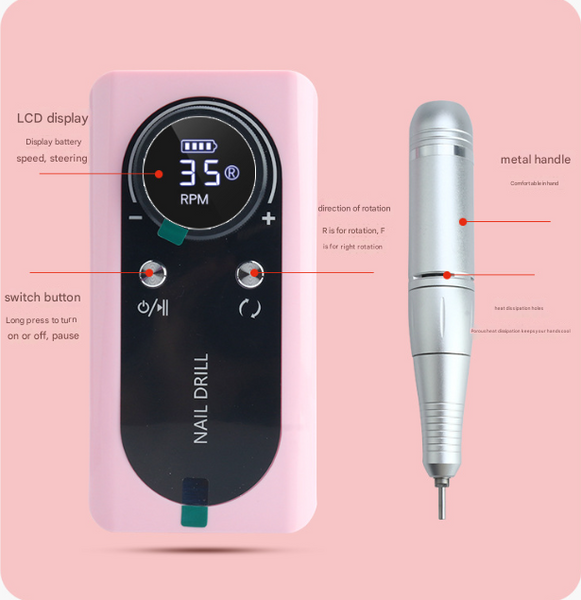 White Professional Rechargeable Nail Drill Machine 45000Rpm Portable E File Kit For Acrylic Gel Polishing & Manicure Electric Files & Tools