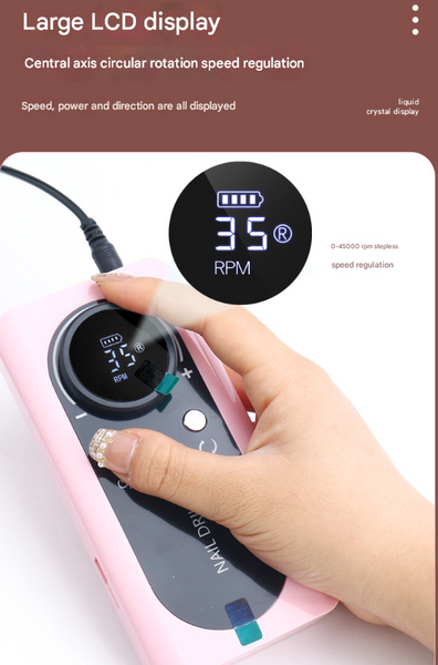 White Professional Rechargeable Nail Drill Machine 45000Rpm Portable E File Kit For Acrylic Gel Polishing & Manicure Electric Files & Tools