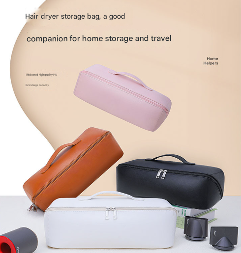 White Premium Pu Leather Travel Case For Hair Styling Tools Double Layer Waterproof Organizer Bag Dryer Curler & Straightener Hair Dryers