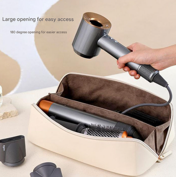 White Premium Pu Leather Travel Case For Hair Styling Tools Double Layer Waterproof Organizer Bag Dryer Curler & Straightener Hair Dryers