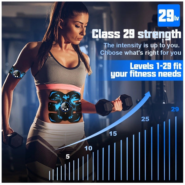 Black And Blue Ultimate Ems Muscle Stimulator Kit Usb Rechargeable Abdominal & Full Body Toner For Abs Arms Glutes Abdominal Machines
