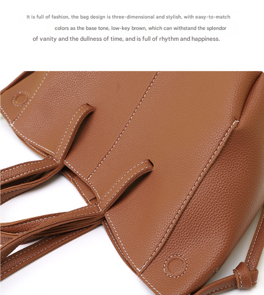 Grey Chic Minimalist Pu Leather Tote Bag Women's Versatile Shoulder Handbag With Contrast Stitching Women's Bags & Handbags