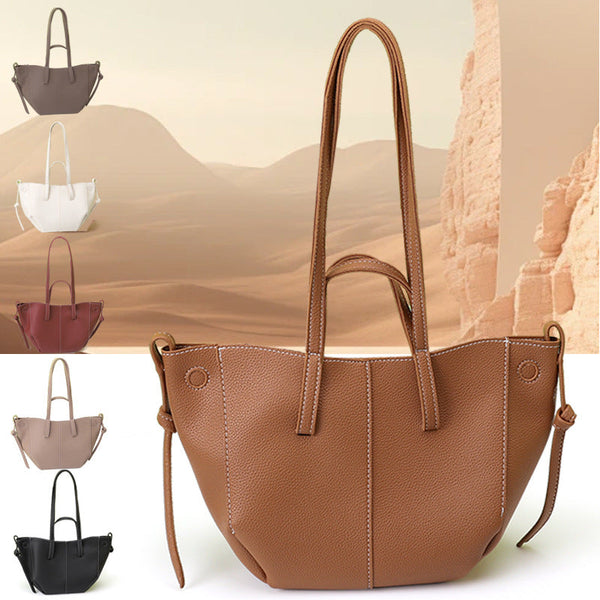 White Chic Minimalist Pu Leather Tote Bag Women's Versatile Shoulder Handbag With Contrast Stitching Women's Bags & Handbags