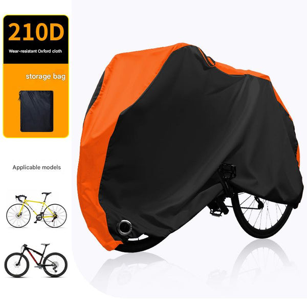 Size M Black And Orange All Weather 210D Bicycle Cover Waterproof & Uv Proof Outdoor Bike Protector With Lock Hole Storage Bag Bike Covers