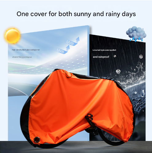 Size M Black And Orange All Weather 210D Bicycle Cover Waterproof & Uv Proof Outdoor Bike Protector With Lock Hole Storage Bag Bike Covers