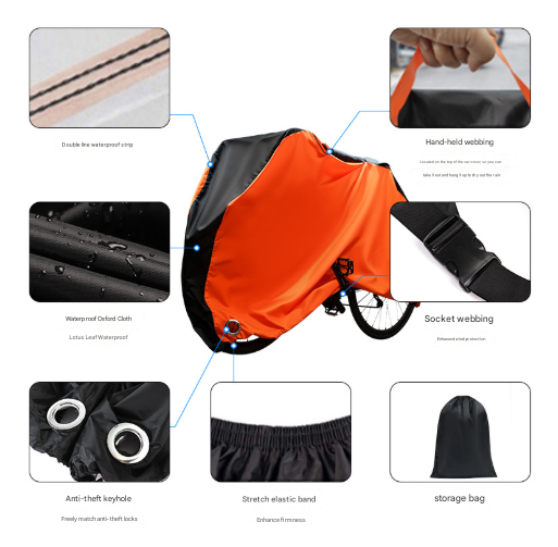 Size M Black All Weather 210D Bicycle Cover Waterproof & Uv Proof Outdoor Bike Protector With Lock Hole Storage Bag Bike Covers