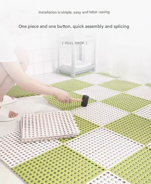 White And Grey Diy Interlocking Non Slip Floor Tiles 18 Pack Pvc Drainage Mat For Shower & Bathroom Safety Other Flooring & Tiles