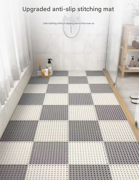 White And Yellow Diy Interlocking Non Slip Floor Tiles 18 Pack Pvc Drainage Mat For Shower & Bathroom Safety Other Flooring & Tiles