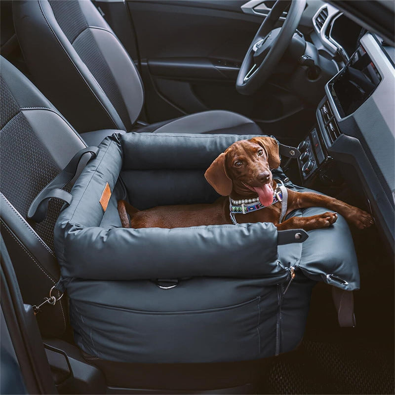 Dark Blue Premium Plush Pet Booster Car Seat Portable Dog Travel Bed With Non Slip Base Pet Transport