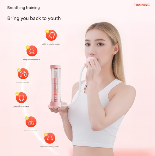Pink Breathing Exerciser & Respiratory Muscle Trainer Lung Capacity Core Pelvic Floor Fitness Tool Other Health Care