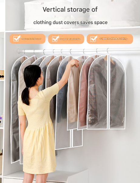 Black Edge 10 Pack Hanging For Closet Storage Translucent Dust Proof Suit Covers Washable & Reusable Coat Protectors (2 Sizes) Garment Bags