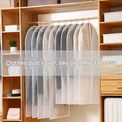 Black Edge 10 Pack Hanging For Closet Storage Translucent Dust Proof Suit Covers Washable & Reusable Coat Protectors (2 Sizes) Garment Bags