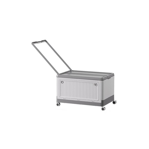 Size Grey Collapsible Storage Box With Wheels And Telescopic Handle Stackable Folding Crate For Car & Home Storage Boxes