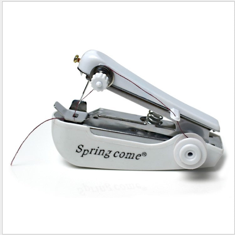 2 Pcs White Mini Handheld Sewing Machine Manual Stitching Tool For Quick Fabric Repairs Sewing Machines