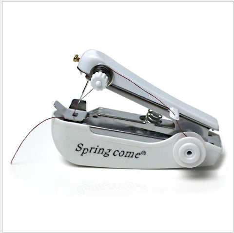 2 Pcs White Mini Handheld Sewing Machine Manual Stitching Tool For Quick Fabric Repairs Sewing Machines