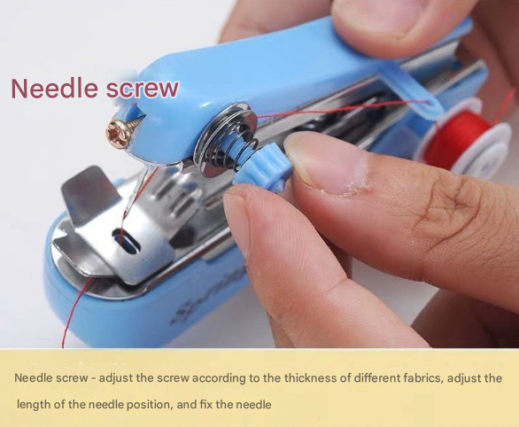2 Pcs Blue Mini Handheld Sewing Machine Manual Stitching Tool For Quick Fabric Repairs Sewing Machines