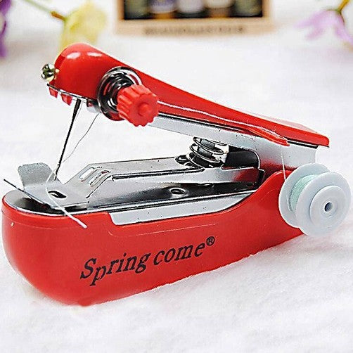 2 Pcs Red Mini Handheld Sewing Machine Manual Stitching Tool For Quick Fabric Repairs Sewing Machines