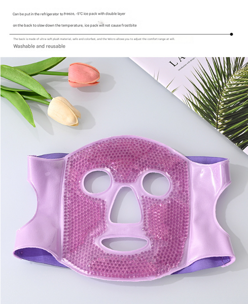 Pink Reusable Cooling Gel Bead Face Mask And Eye Set Soothing Therapy For Puffy Eyes Headaches Facial Relaxation Skin Masks