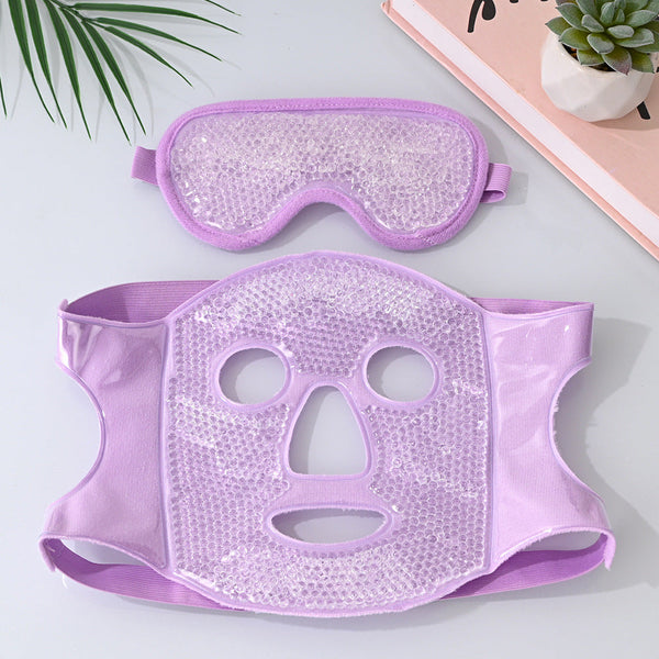 Pink Reusable Cooling Gel Bead Face Mask And Eye Set Soothing Therapy For Puffy Eyes Headaches Facial Relaxation Skin Masks