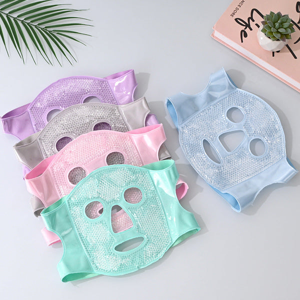 Green Reusable Cooling Gel Bead Face Mask And Eye Set Soothing Therapy For Puffy Eyes Headaches Facial Relaxation Skin Masks