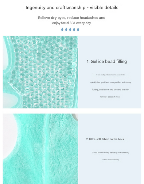 Green Reusable Cooling Gel Bead Face Mask And Eye Set Soothing Therapy For Puffy Eyes Headaches Facial Relaxation Skin Masks
