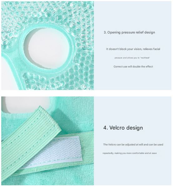 Green Reusable Cooling Gel Bead Face Mask And Eye Set Soothing Therapy For Puffy Eyes Headaches Facial Relaxation Skin Masks