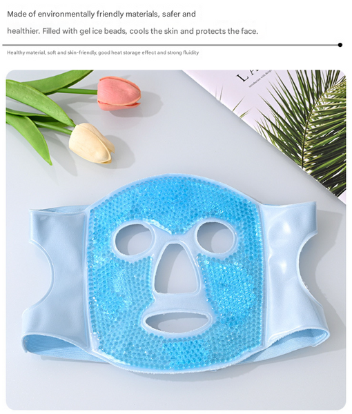 Grey Reusable Cooling Gel Bead Face Mask And Eye Mask Set Soothing Therapy For Puffy Eyes Headaches And Facial Relaxation Skin Masks