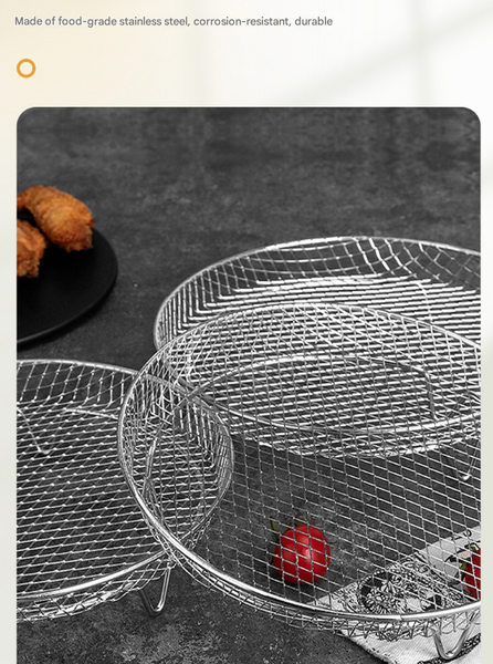 Silver 3 Pack Stackable Air Fryer Racks Food Grade Stainless Steel Multi Layer Dehydrator & Crisper Tray Accessory Air Fryer Accessories