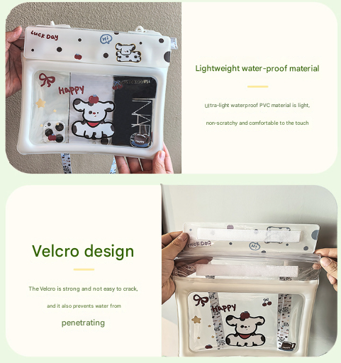 2 Pcs Black Cute Floating Waterproof Pouch Touch Sensitive Screen & Adjustable Strap Cases Covers & Skins