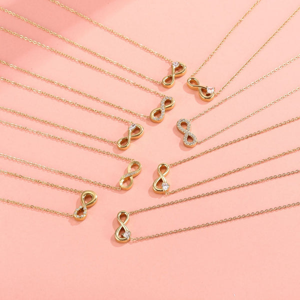 Style 3 Gold Infinity Necklace For Women Dainty Titanium Steel Pendant With Sparkling Cubic Zirconia Necklaces & Pendants