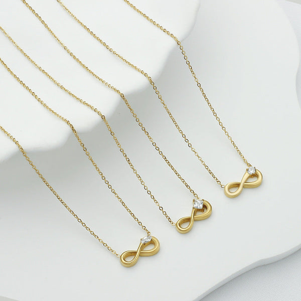 Style 3 Gold Infinity Necklace For Women Dainty Titanium Steel Pendant With Sparkling Cubic Zirconia Necklaces & Pendants
