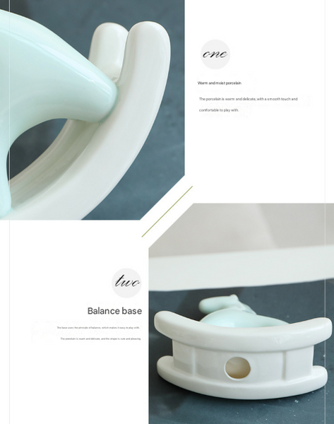 Light Green Modern Ceramic Rocking Horse Ornament Cute Porcelain Figurine For Desk & Shelf Decor Figurines