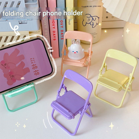Color Mixing Adorable Mini Folding Chair Phone Stand 4 Pack Cute Desktop Holder For Hands Free Viewing Mounts & Holders