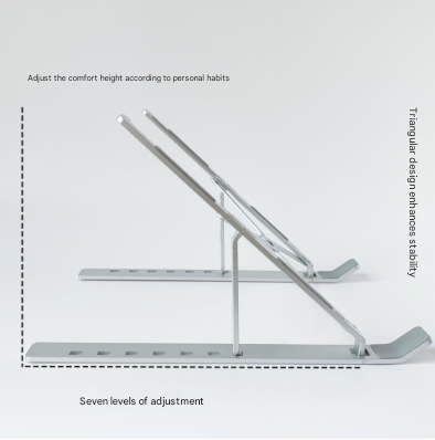 Silver Adjustable Aluminum Laptop Stand With Detachable Cooling Fan Portable Ergonomic Riser For Desk Stands Holders & Car Mounts