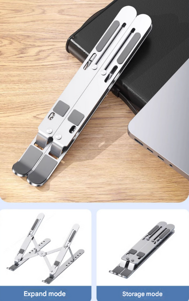 Silver Adjustable Aluminum Laptop Stand With Detachable Cooling Fan Portable Ergonomic Riser For Desk Stands Holders & Car Mounts