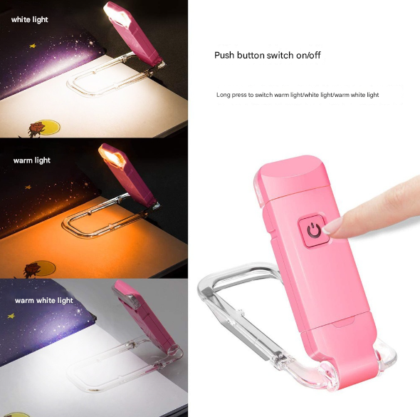 2 Pcs White Usb Rechargeable Clip On Led Book Light 3 Color Modes & Dimmable Brightness For Eye Caring Reading Reading Lights