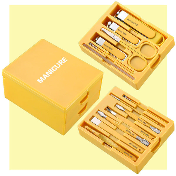 Yellow Premium 13 In 1 Manicure And Grooming Kit Professional Carbon Steel Pedicure Set With Dual Drawer Case Mirror Manicure & Pedicure Tools & Kits
