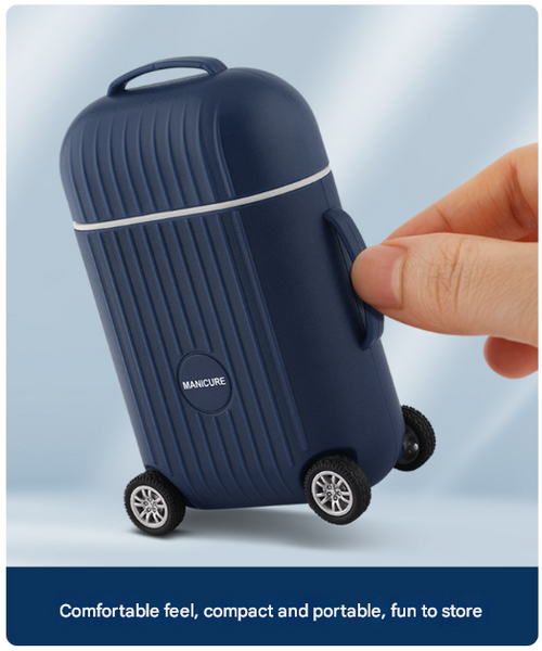 Dark Blue Mini Suitcase Manicure Set 8 Piece Portable Grooming & Nail Care Travel Kit Manicure & Pedicure Tools & Kits