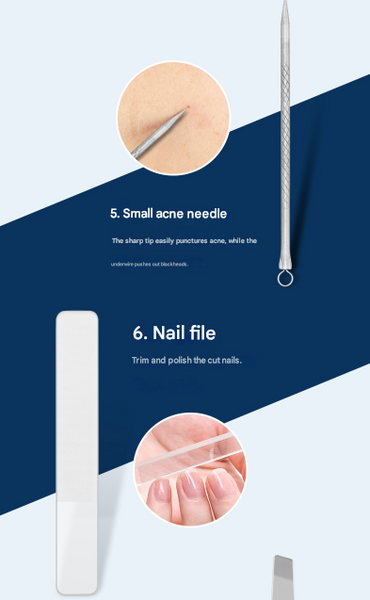 Dark Blue Mini Suitcase Manicure Set 8 Piece Portable Grooming & Nail Care Travel Kit Manicure & Pedicure Tools & Kits