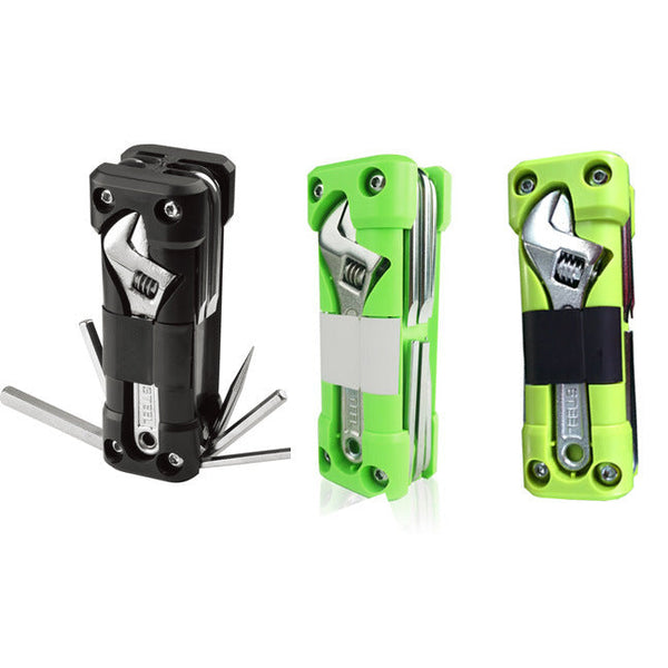 Green Versatile 16 In 1 Bike & Motorcycle Multi Tool Portable Repair Kit With Adjustable Wrench Other Repair Kits & Tools