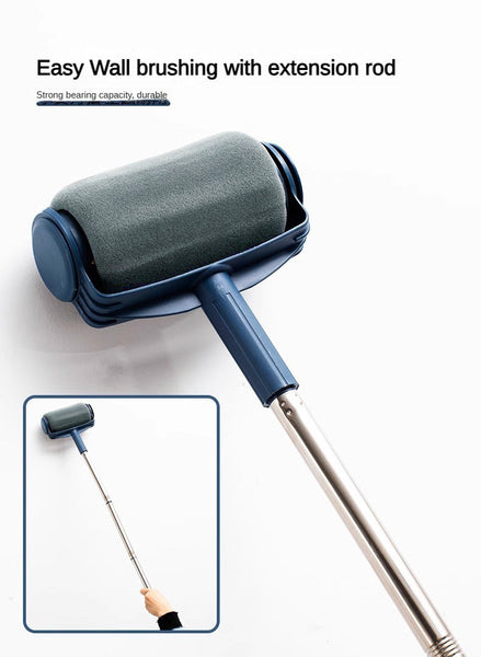 Dark Blue And Grey Pro Reusable Paint Roller Set With Extension Pole No Drip Easy Fill Wall Painting Tool Kit Paint Rollers