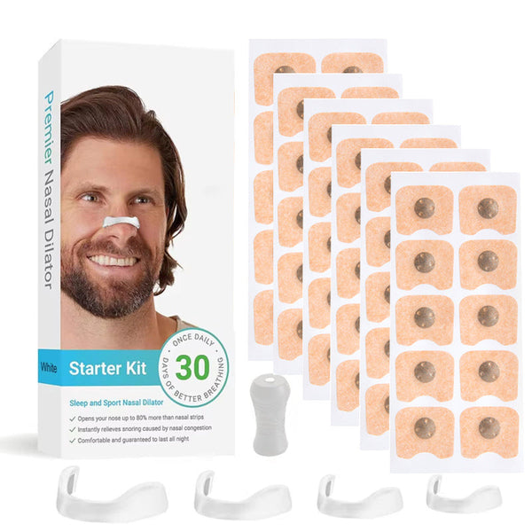 White Square Anti Snoring Patch Set (30 Pairs Of Patches) Magnetic Nasal Dilator Kit For Relief Reusable Multi Size Sleep & Sport Breathing Aid Sleepi