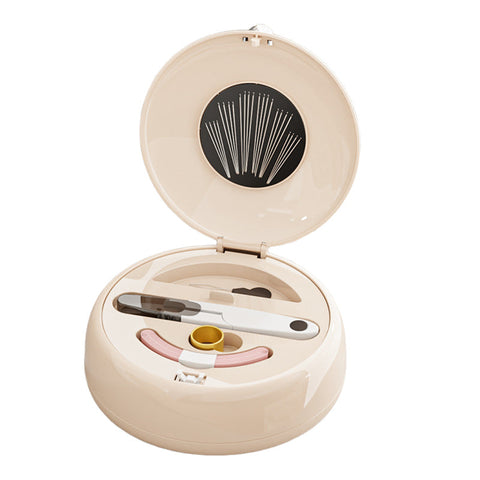 Beige Modern Compact Sewing Kit Organizer All In One With Magnetic Needle Case Other Sewing