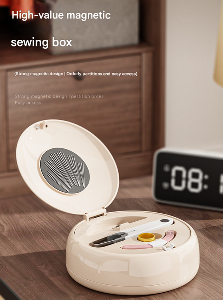 Beige Modern Compact Sewing Kit Organizer All In One With Magnetic Needle Case Other Sewing