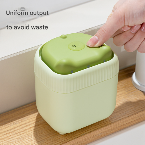 2 Pcs Green Cute Cat Press To Dispense Soap Pump & Sponge Caddy For Kitchen Sink Soap Dishes & Dispensers