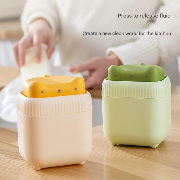 2 Pcs Cute Cat Press To Dispense Soap Pump And Sponge Caddy For Kitchen Sink Green + Yellow Soap Dishes & Dispensers