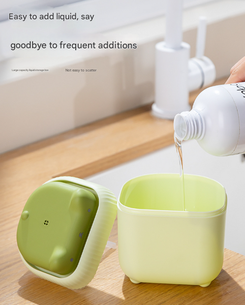 2 Pcs Cute Cat Press To Dispense Soap Pump And Sponge Caddy For Kitchen Sink Green + Yellow Soap Dishes & Dispensers